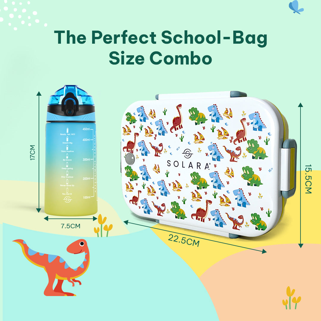 Dino / Lunch Box + Motivational Water Bottle