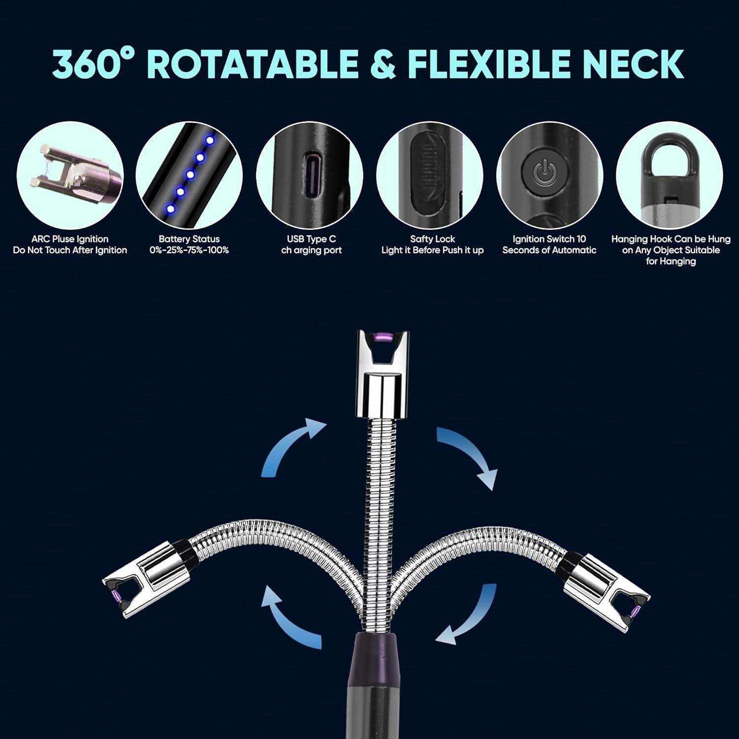 Rechargeable Electric Gas Lighter (Stainless Steel)