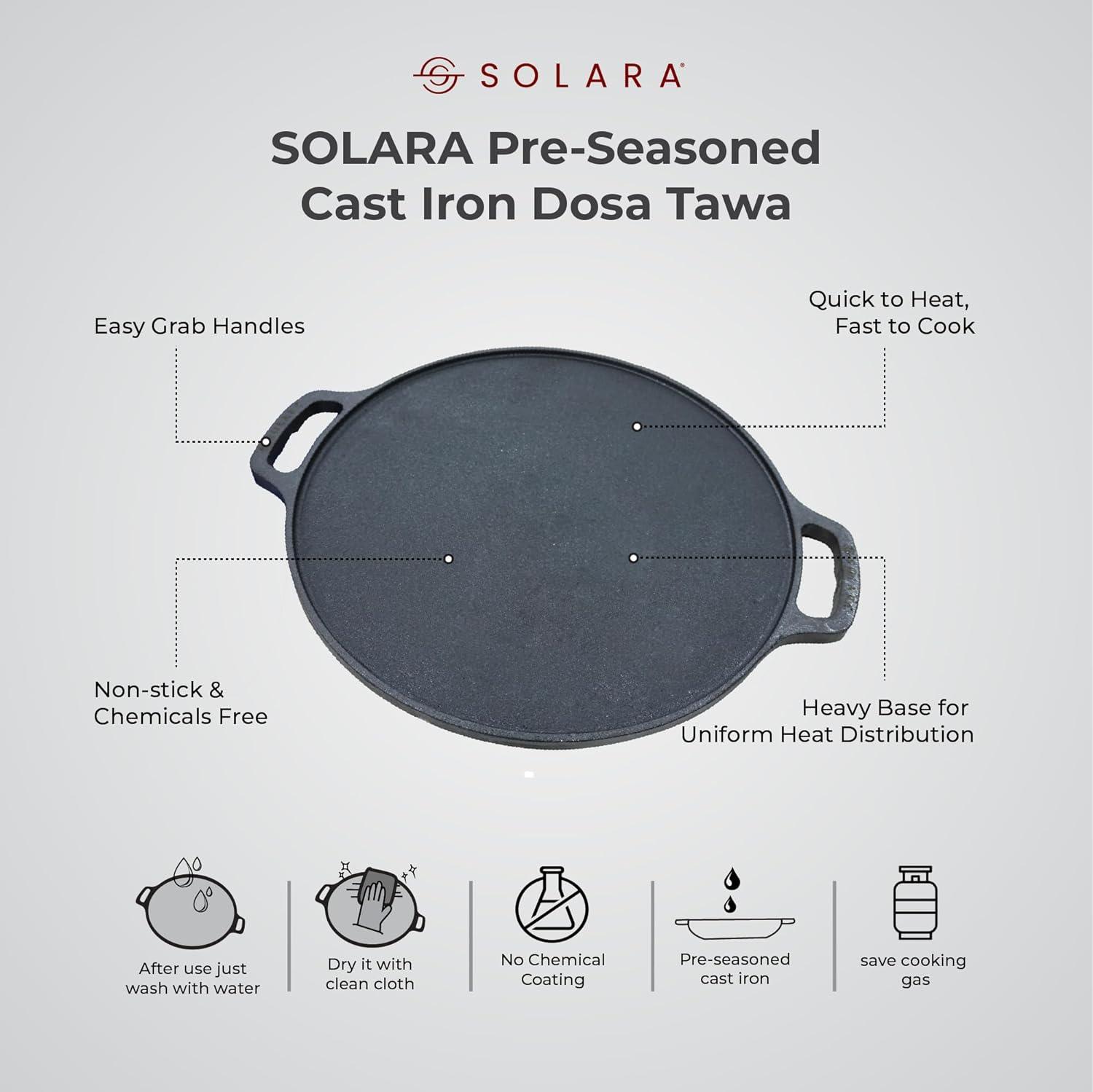 Cast Iron Tawa - 12'' Inch (30cm) - Solara Home