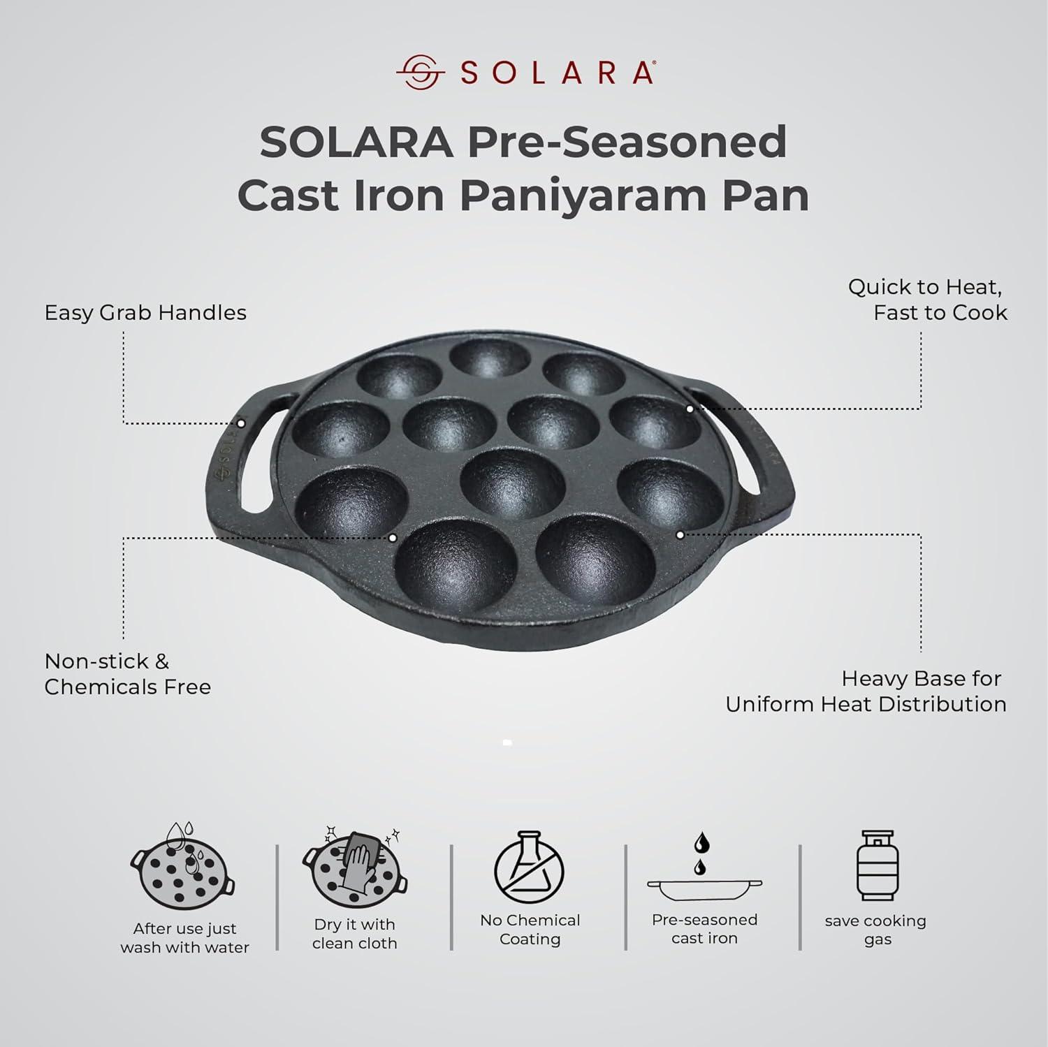 Cast Iron Paniyaram - 12 Cavities - Solara Home