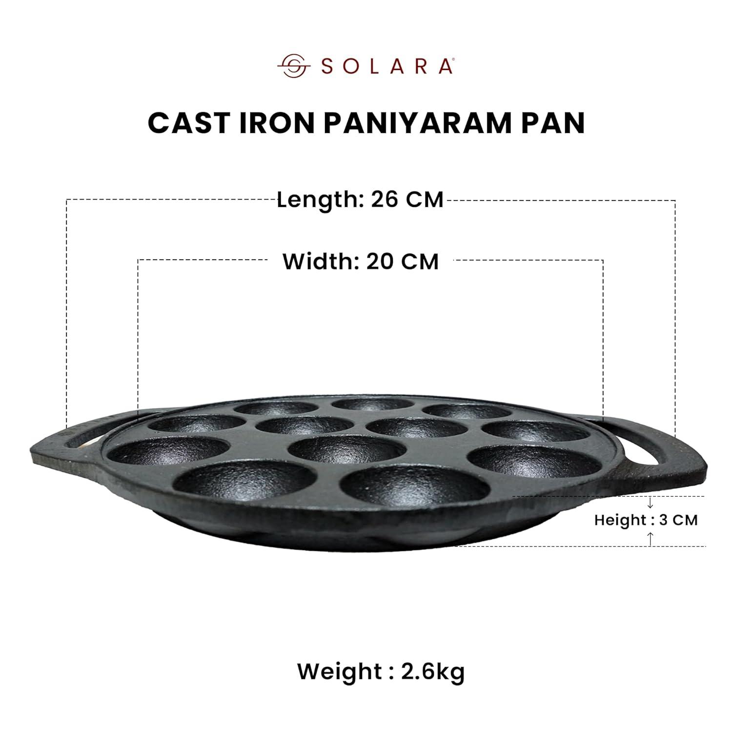 Cast Iron Paniyaram - 12 Cavities - Solara Home