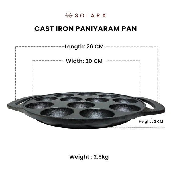 BlackForge Cast Iron Combo - Set of 3 - Kadai 10' inch + Paniyaram 12 cavities + Dosa Tawa 12' inch