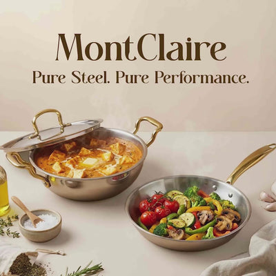 MontClaire Stainless Steel Set of 2 - Kadai + Frypan