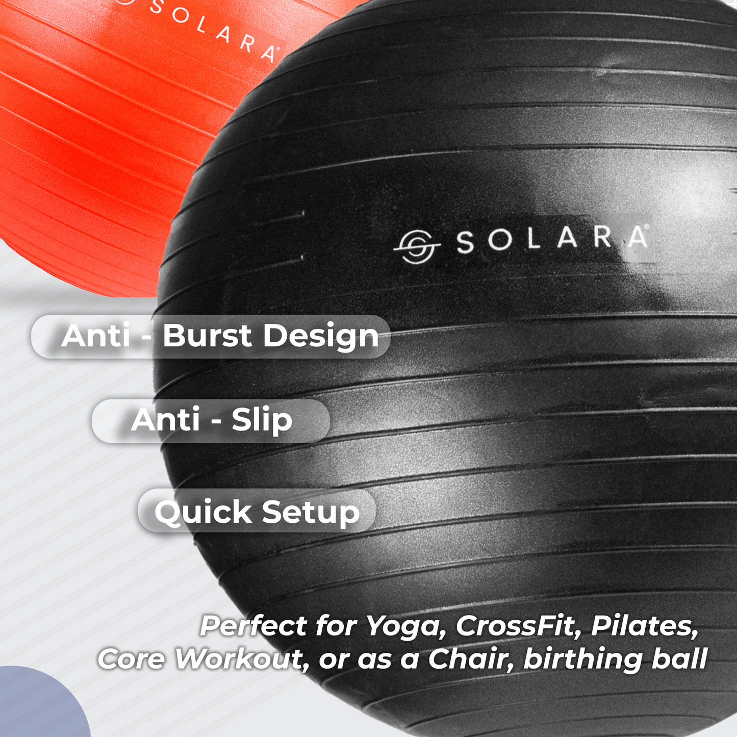 SOLARA Men & Women PVC Gym Ball for Exercise & Yoga