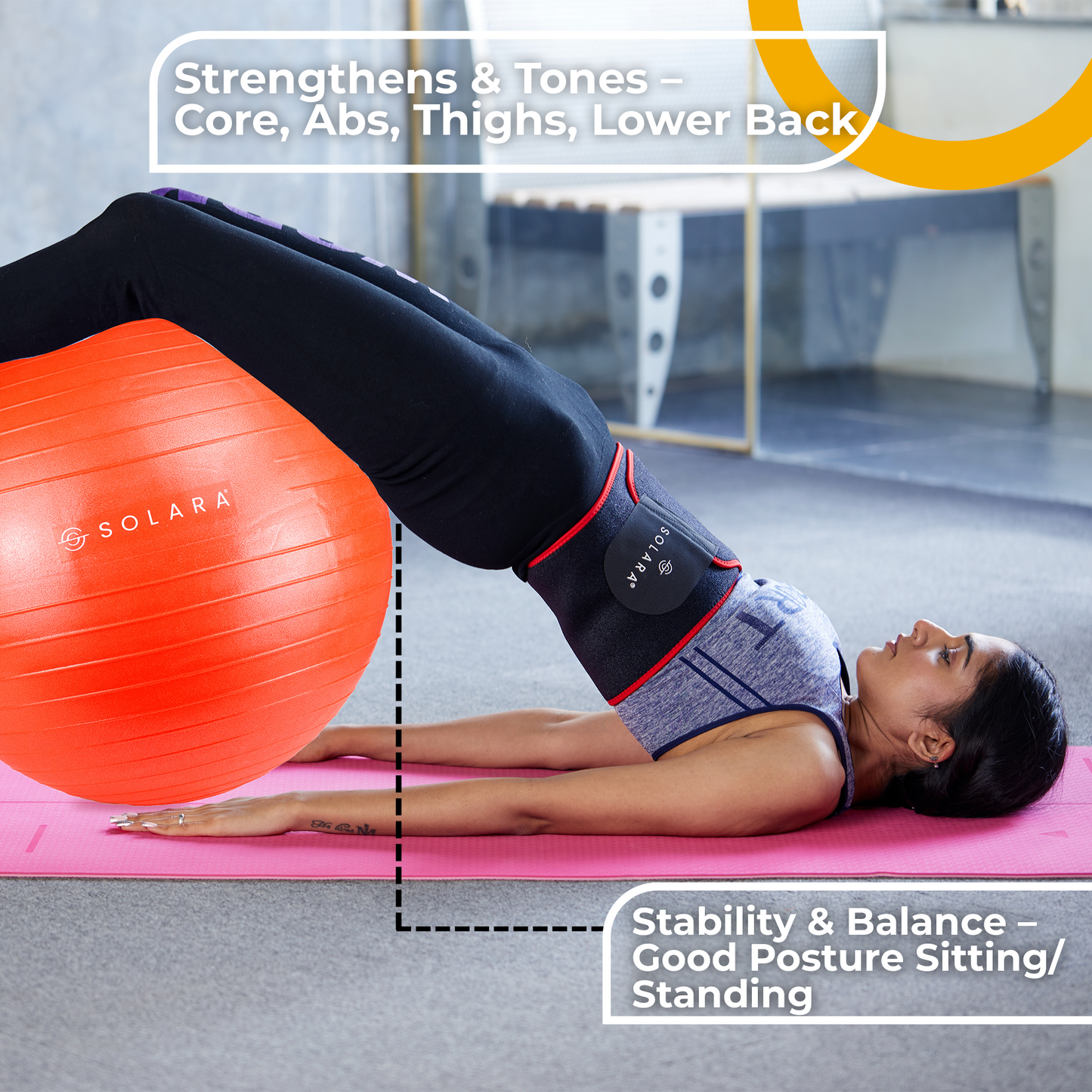 SOLARA Men & Women PVC Gym Ball for Exercise & Yoga
