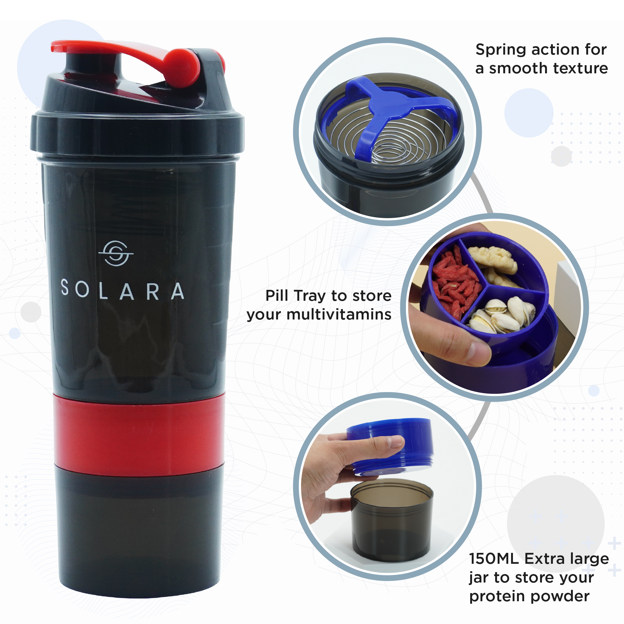 Shaker Water Bottle with Storage