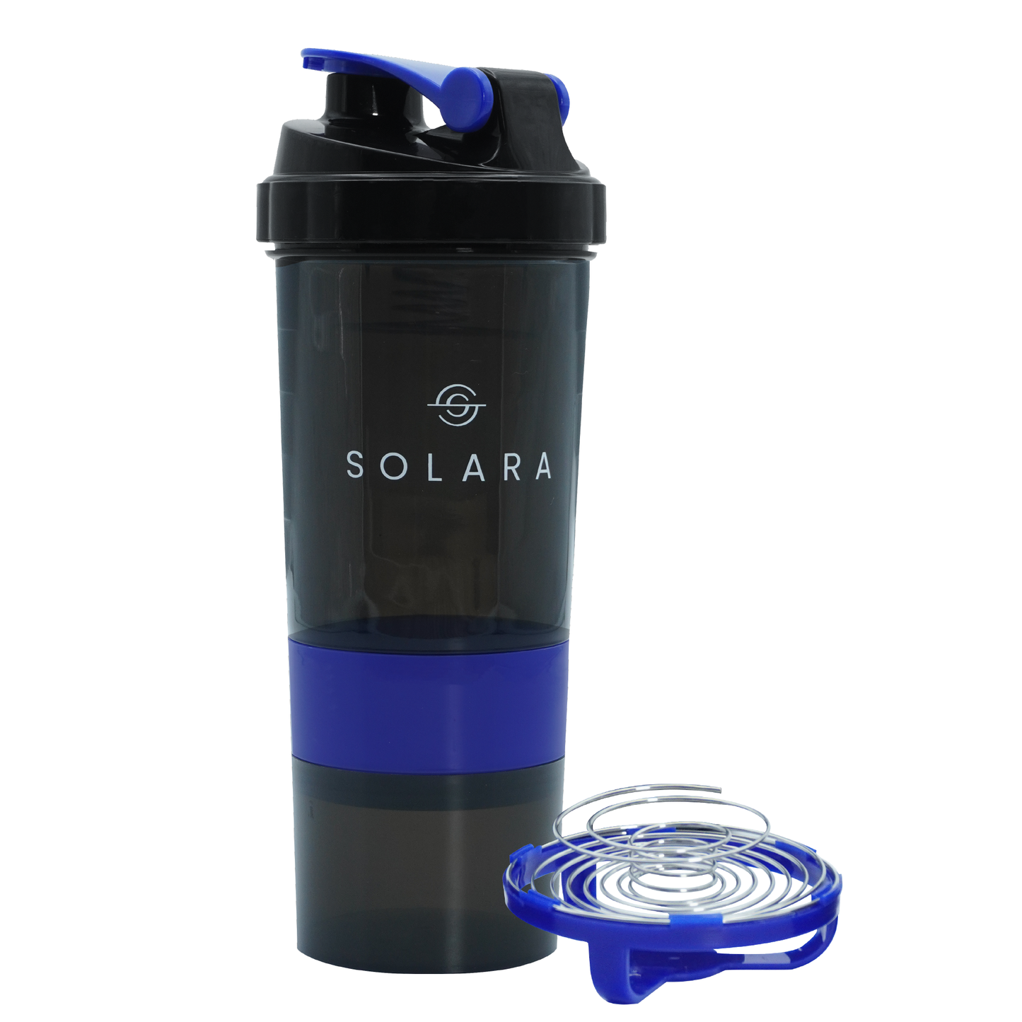 Protein Shaker Bottle with Spring Coil - Blue 