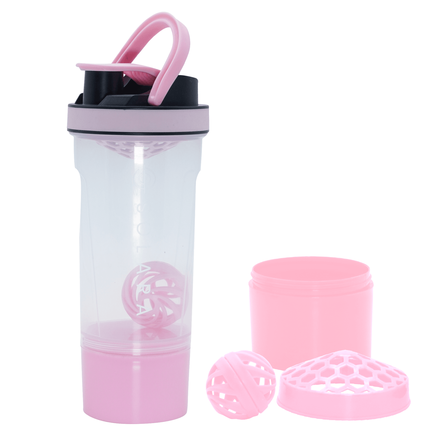 Protein Shaker Bottle with Shaker Ball & Mixing Grid -Pink